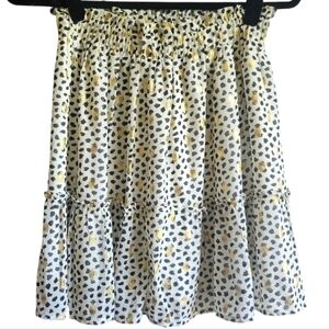 Papillonne Cream Black Gold Animal Print like Flowy Skirt Womens size Large